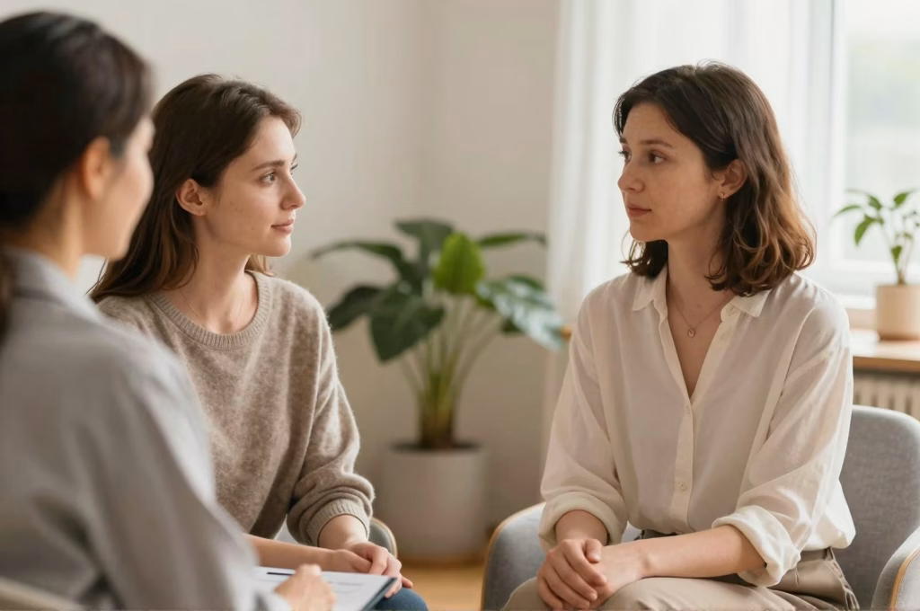 Alliance thérapeutique positive entre psychologue et patient dans un cadre bienveillant