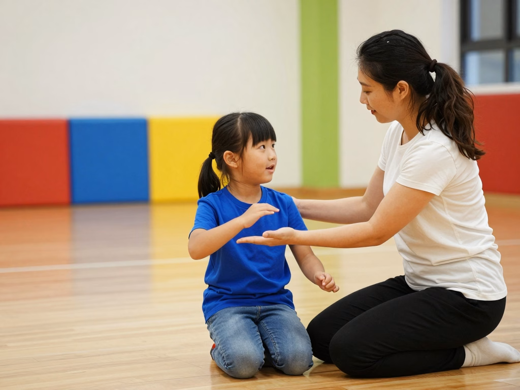 Enfant autiste en seance de danse-therapie avec une therapeute