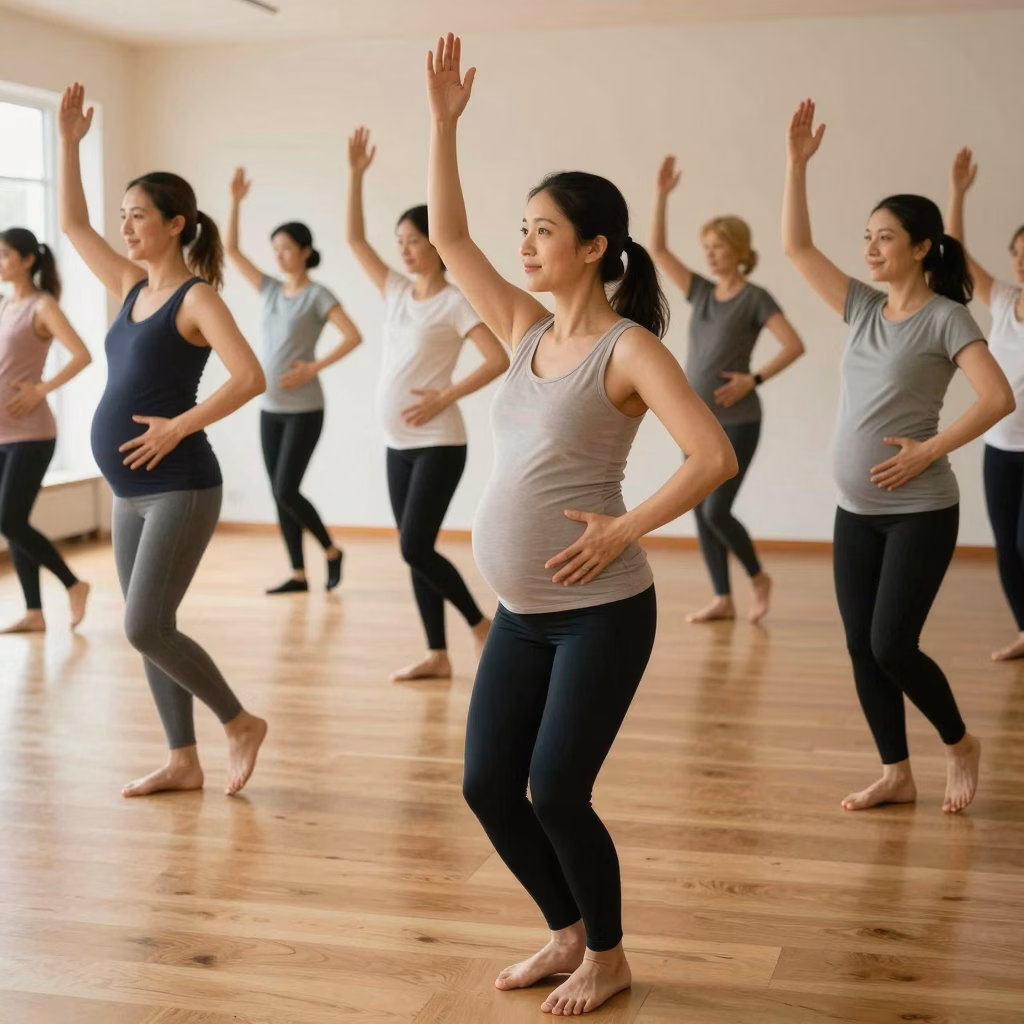 Groupe de femmes enceintes lors d'un atelier de danse-thérapie prénatale