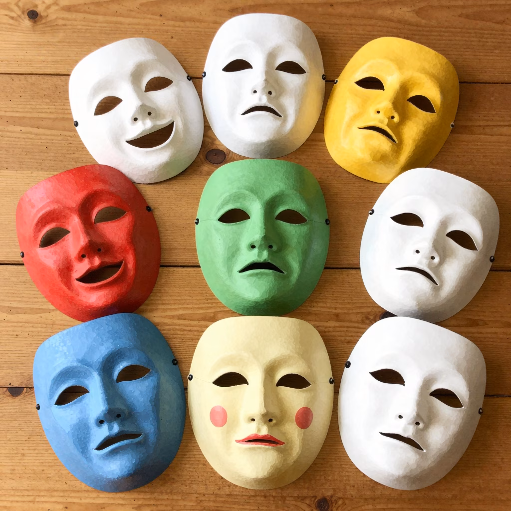 Masques expressifs utilisés comme outils thérapeutiques en séance de dramathérapie